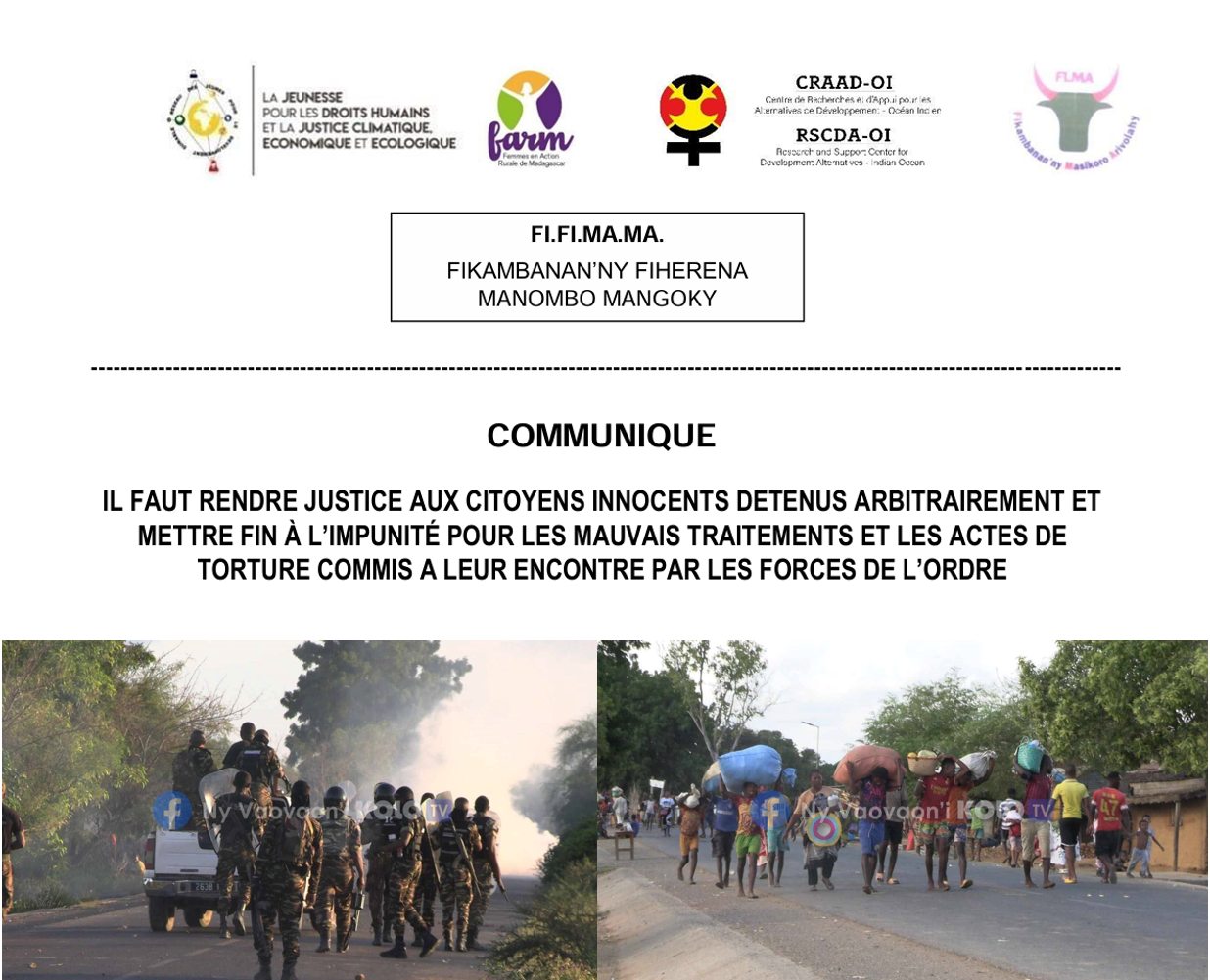 IL FAUT RENDRE JUSTICE AUX CITOYENS INNOCENTS DETENUS ARBITRAIREMENT ET METTRE FIN À L’IMPUNITÉ POUR LES MAUVAIS TRAITEMENTS ET LES ACTES DE TORTURE COMMIS A LEUR ENCONTRE PAR LES FORCES DE L’ORDRE